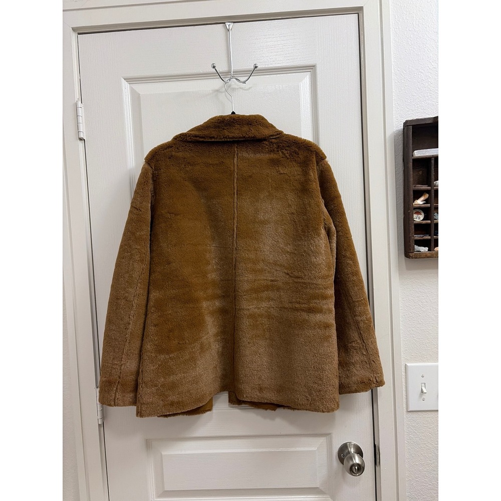 Brandon Thomas Vintage Reversible Faux Suede Fur Jacket Brown Camel Womens Med - Picture 8 of 8